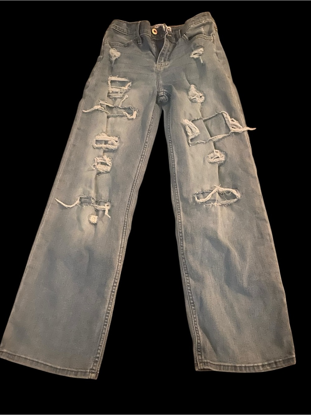 Abercrombie Kids High Rise Distressed Wide Leg Jeans Slim 13/14